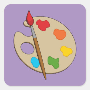 Artist Palette with Paint Brush Square Sticker