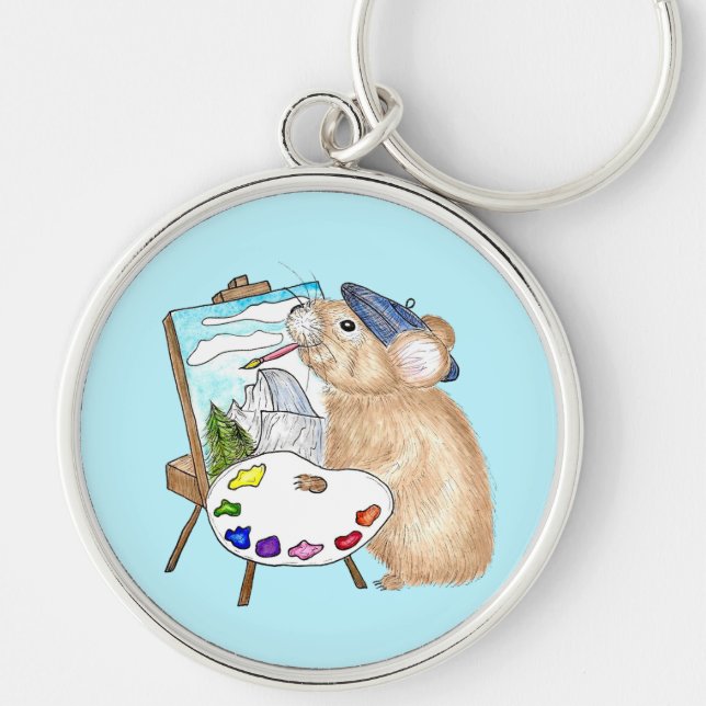 Artist Pika Paints Plein Air in Yosemite Key Ring (Front)