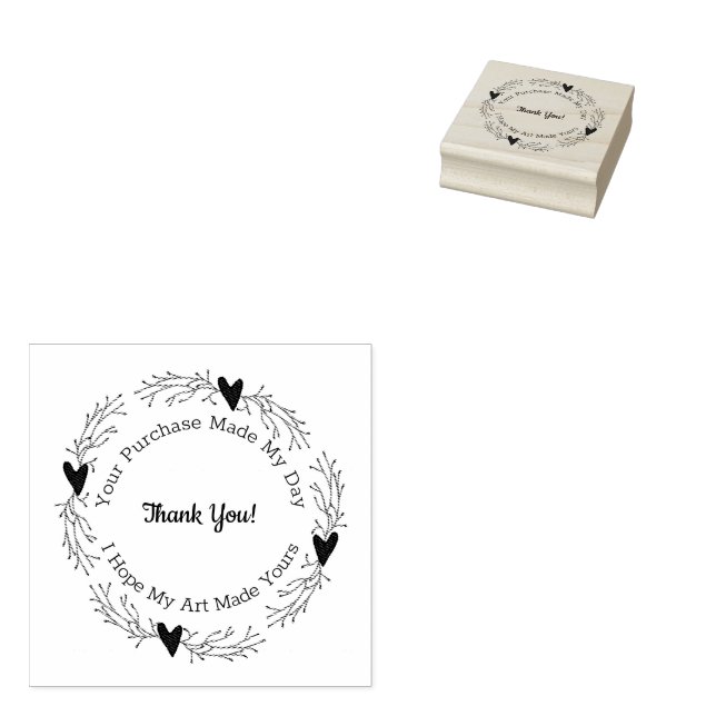 Artist Pip Berrry Heart Thank You Wood Art Stamp (Stamped)