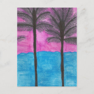 Artist Postcard Watercolor Palm Trees