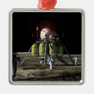 Artist rendition of a new spaceship to the moon 2 metal tree decoration