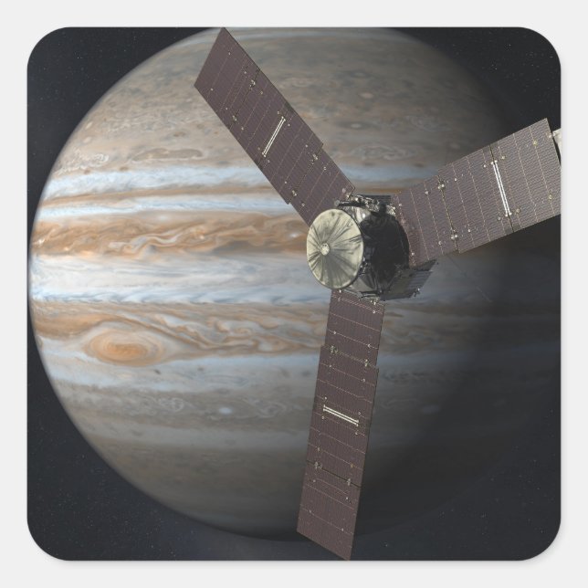 Artist rendition of JUNO orbiter at Jupiter Square Sticker (Front)