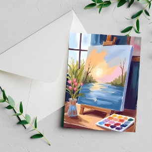 Artist’s Canvas Pastel Watercolor Painting Card