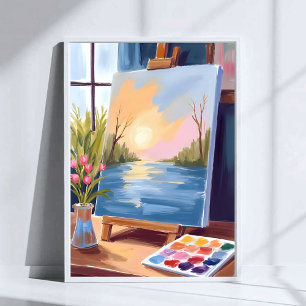 Artist’s Canvas Pastel Watercolor Painting Poster