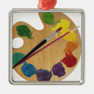 Artist`s palette colour wheel metal tree decoration