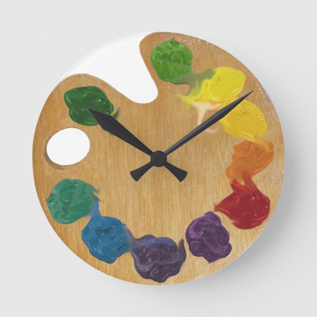 Artist`s palette colour wheel round clock (Front)