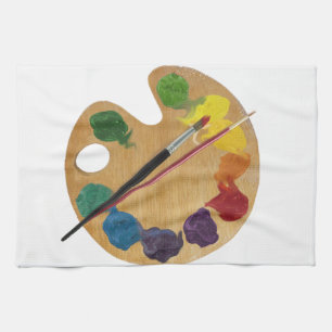 Artist`s palette colour wheel tea towel
