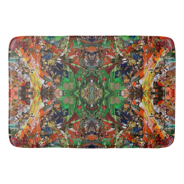 Artist’s Palette: Expressive Paint Stroke Pattern Bath Mat (Front)