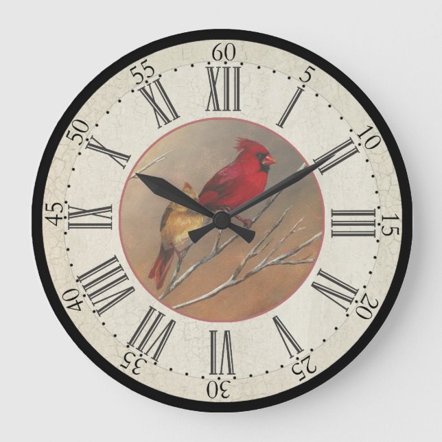 Artist Series Clock - Cardinal Bird Clock (Front)