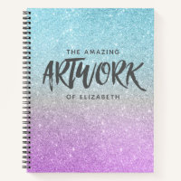 Artist Sketchbook Elegant Blue Purple Glitter