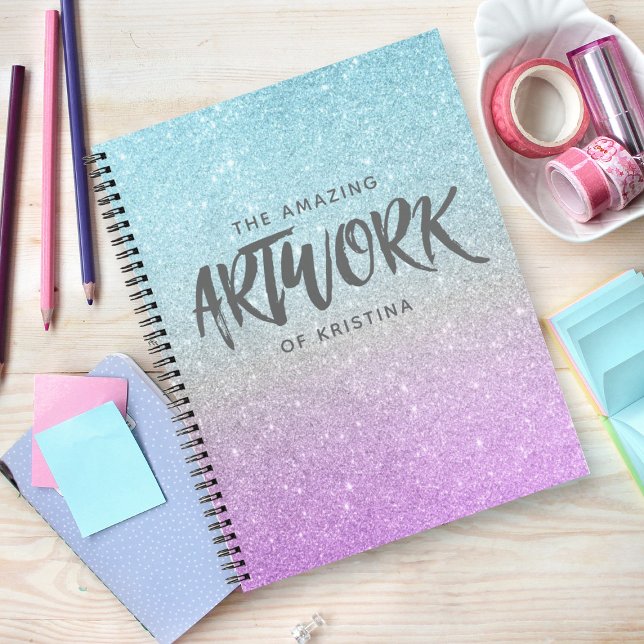 Artist Sketchbook Elegant Blue Purple Glitter Notebook (Creator Uploaded)