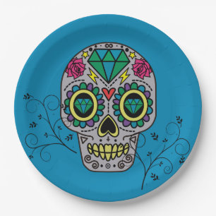Artist Sugar Skull Pattern Mexican Day of the Dead Paper Plate