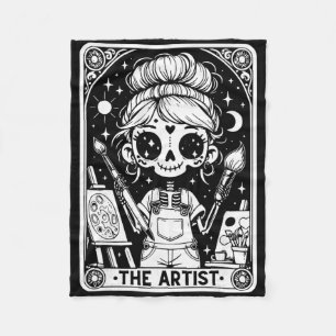 Artist Tarot Card Skeleton Painter Art Teacher Wit Fleece Blanket