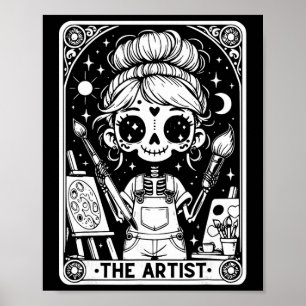 Artist Tarot Card Skeleton Painter Art Teacher Wit Poster