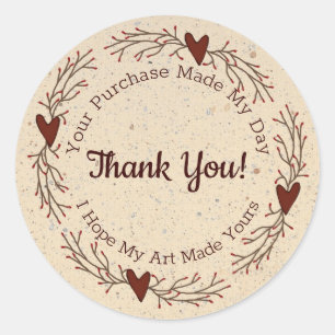 Artist Thank You For Your Purchase Round Sticker