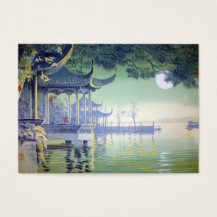 Artist Trading Card View Moon Lit Dock