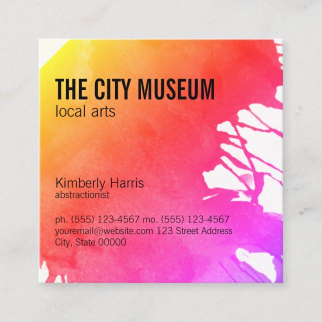 Artist (vibrant) square business card (Front)