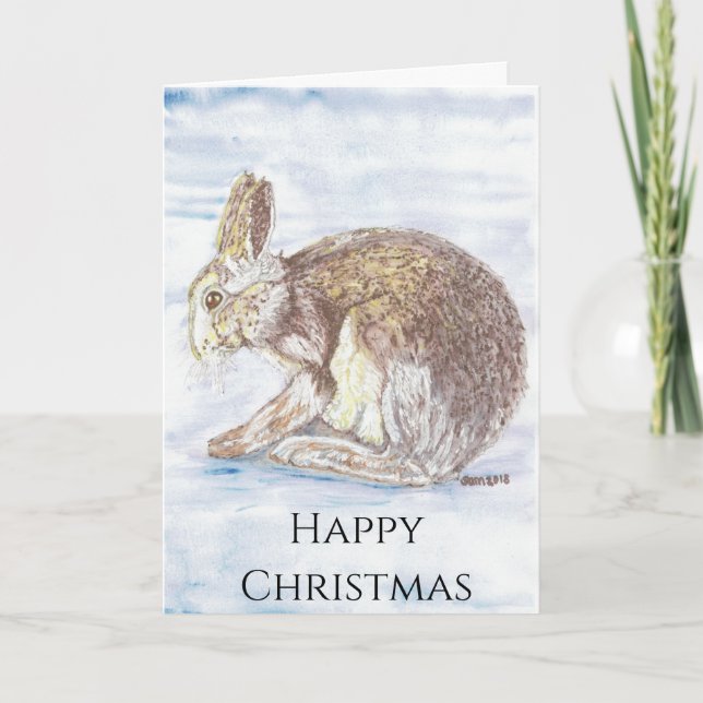 Artist Wanders Card "Happy Christmas"  Rabbit (Front)