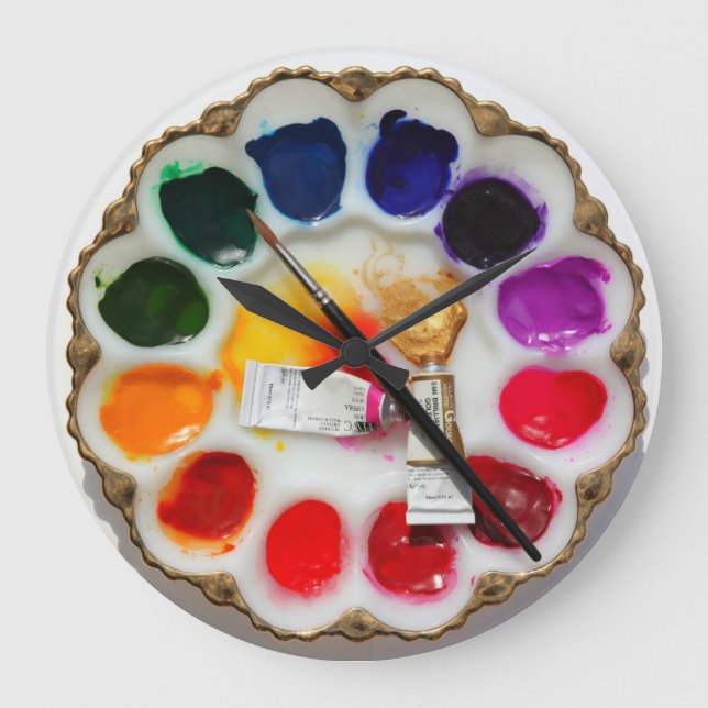 Artist Watercolor Palette Clock What Deviled Eggs? (Front)