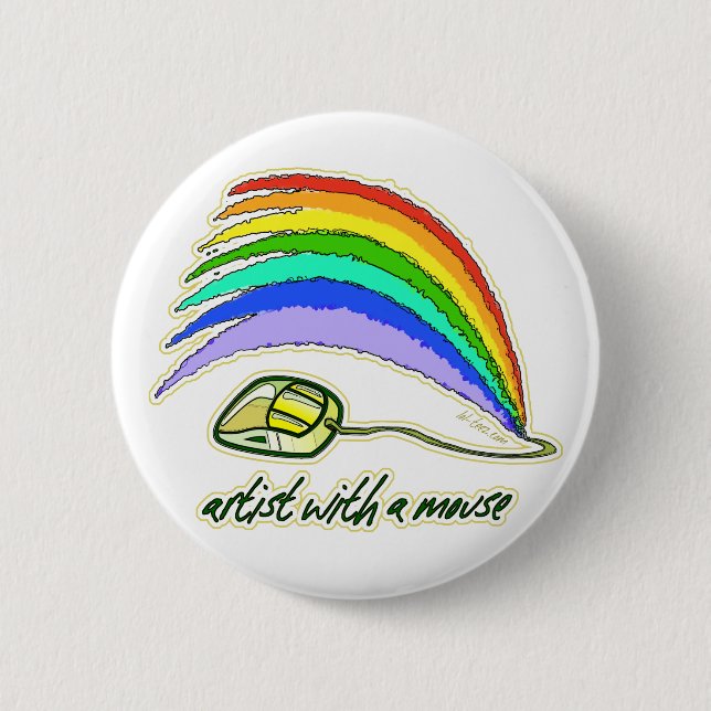 Artist with Mouse 6 Cm Round Badge (Front)