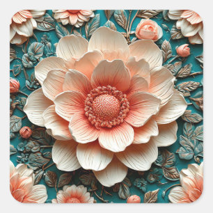 Artistic 3D Floral Arrangement Square Sticker