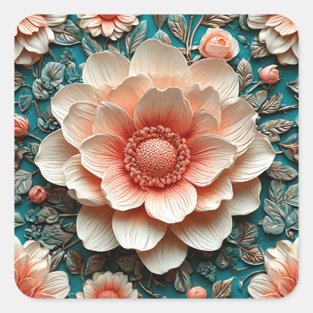 Artistic 3D Floral Arrangement Square Sticker (Front)