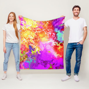 Artistic Abstract Colour Explosions Fleece Blanket