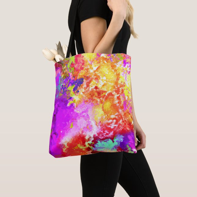 Artistic Abstract Colour Explosions Tote Bag (Close Up)
