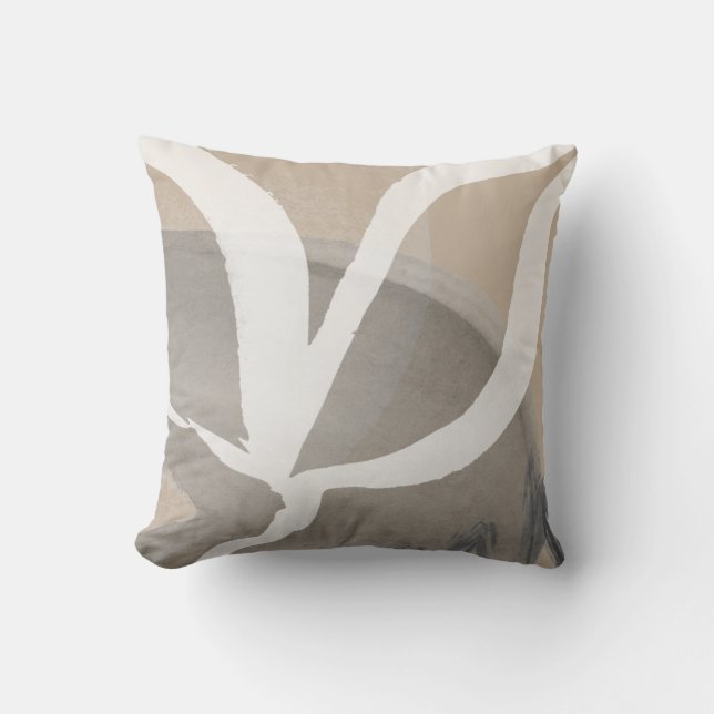 Artistic Abstract Design | Beige Grey & White Cushion (Front)