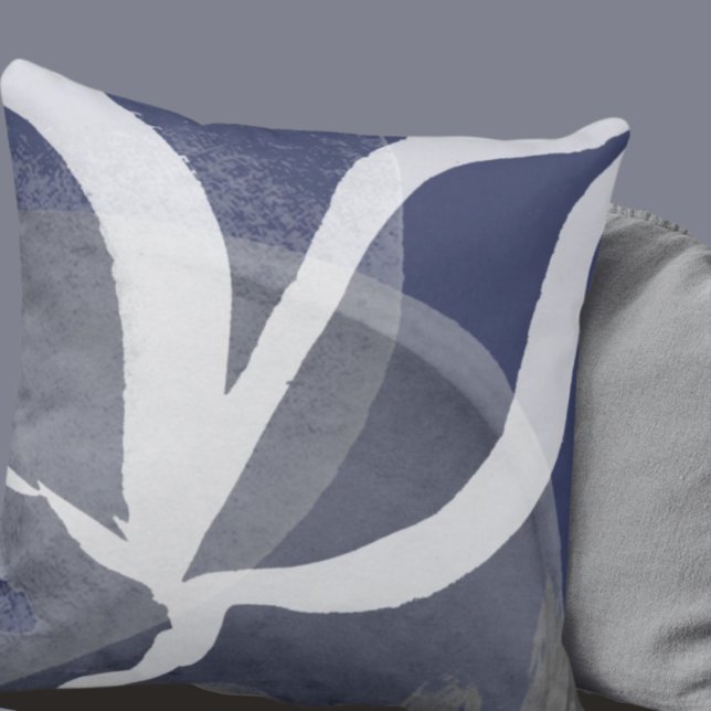 Artistic Abstract Design | Blue Grey & White Cushion (Creator Uploaded)