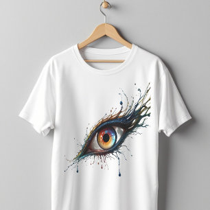 Artistic Abstract Eye with Colourful Paint Splatte T-Shirt