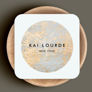  Artistic Abstract Gold  Plant Leaves   Square Business Card