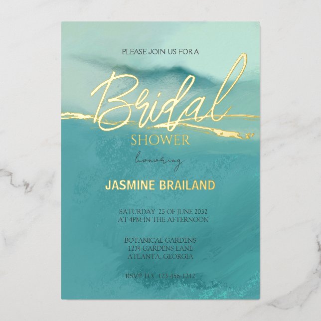 Artistic Abstract Landscape Bridal Shower Gold  (Front)