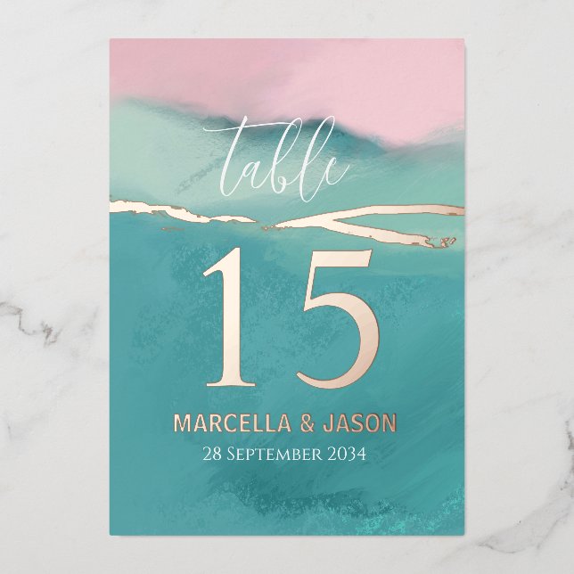 Artistic Abstract Landscape Wedding Table Number (Front)