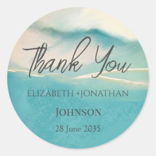 Artistic Abstract Landscape  Wedding Thank You  Classic Round Sticker