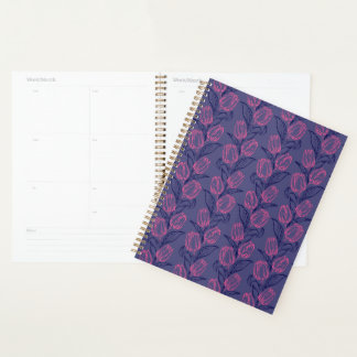Artistic abstract lines tulips and leaves intertwi planner