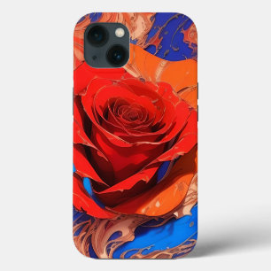 Artistic Abstract Marbled Rose iPhone 13 Case
