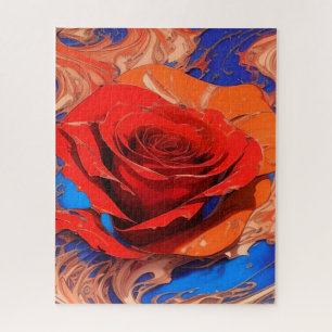 Artistic Abstract Marbled Rose Jigsaw Puzzle