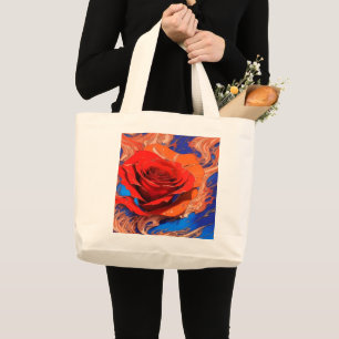 Artistic Abstract Marbled Rose  Large Tote Bag