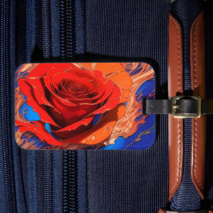 Artistic Abstract Marbled Rose Luggage Tag