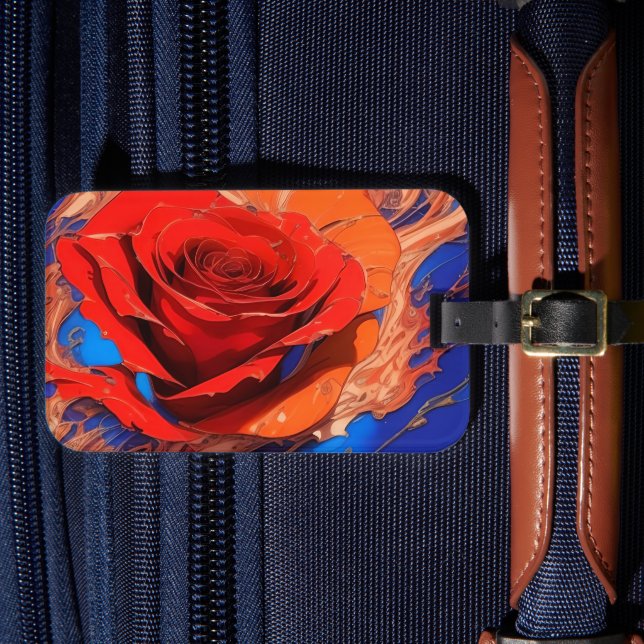 Artistic Abstract Marbled Rose   Luggage Tag (Front Insitu 4)