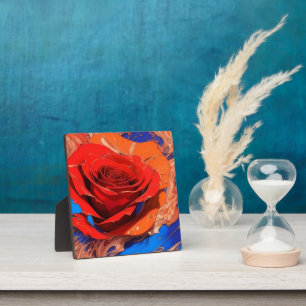 Artistic Abstract Marbled Rose Tabletop Plaque