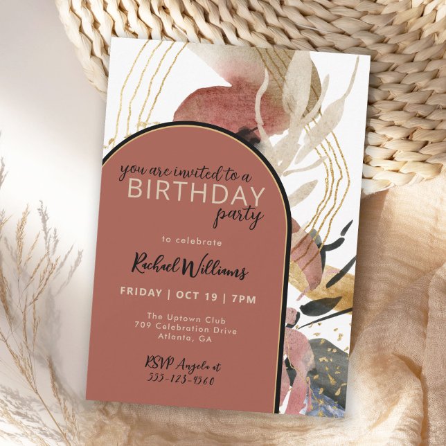 Artistic Abstract Modern Stylish Birthday Party Invitation (Available in printed or digital download!)