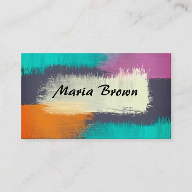artistic abstract paint stroke design colourful business card (Front)