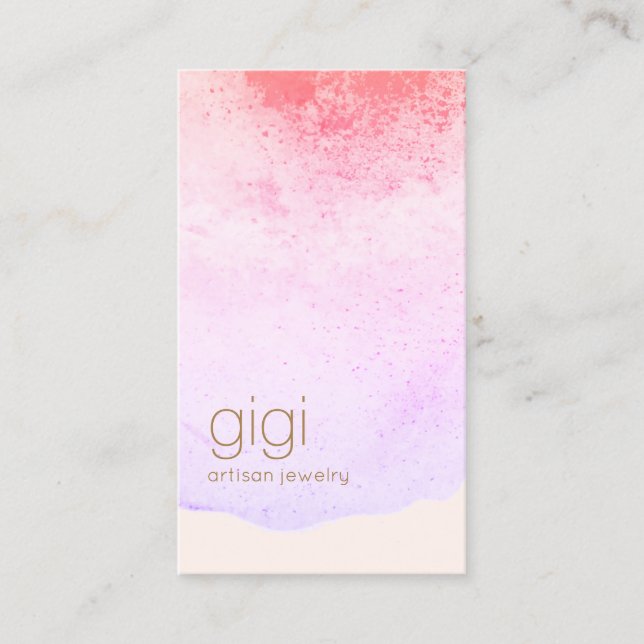 Artistic Abstract Pink Lavender  Watercolor Business Card (Front)
