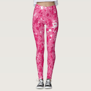 Artistic Abstract Pink Watercolor Paint Splatters  Leggings