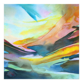 Artistic abstract watercolor painting photo print