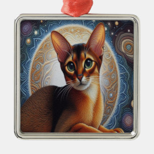 Artistic Abyssinian Cat,  Modern Abyssinian Kitten Metal Ornament