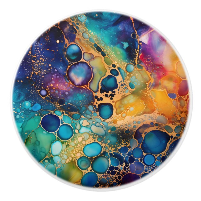 Artistic Alcohol Ink Maximalist Decor Pull Knob (Front)