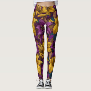 Artistic Amaryllis Floral Wear Exercise Leggings